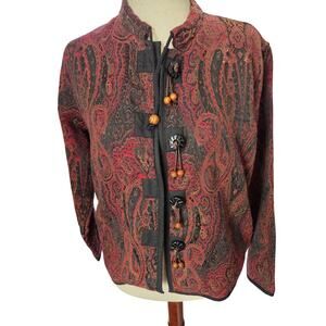 Vintage Flashback Paisley Tapestry Wooden Beads Boho Med Indie Sleaze Hippie